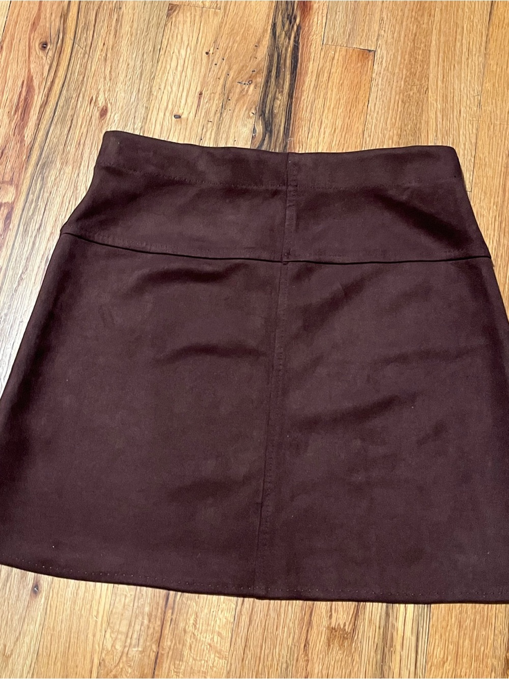 NWT Max Studio Brown Stretch Mini Skirt Size S High Waist A-Line Faux Suede - Picture 6 of 6